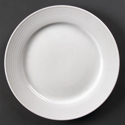 Olympia Linear Wide Rimmed Plates 250mm (12 Pack) - U091