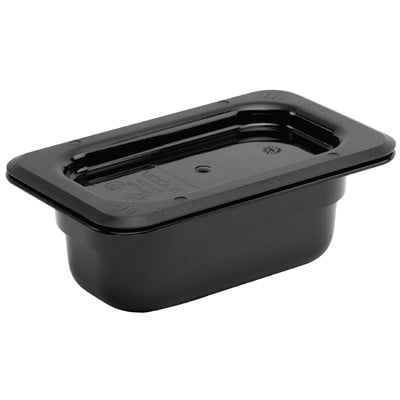 Vogue Polycarbonate 1/9 Gastronorm Container 65mm Black - U472