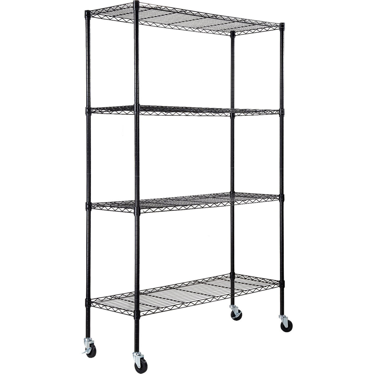 Commercial Shelving Unit 4 Tier with Wheels 250kg Capacity Width 1500mm Depth 600mm Black Wire - AMJ504