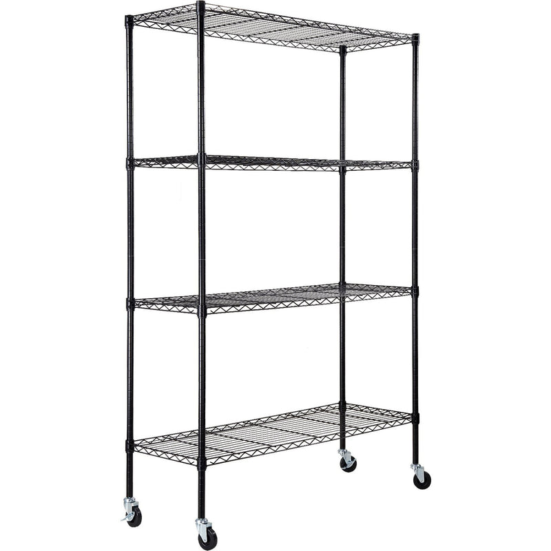 Commercial Shelving Unit 4 Tier with Wheels 250kg Capacity Width 1500mm Depth 600mm Black Wire - AMJ504