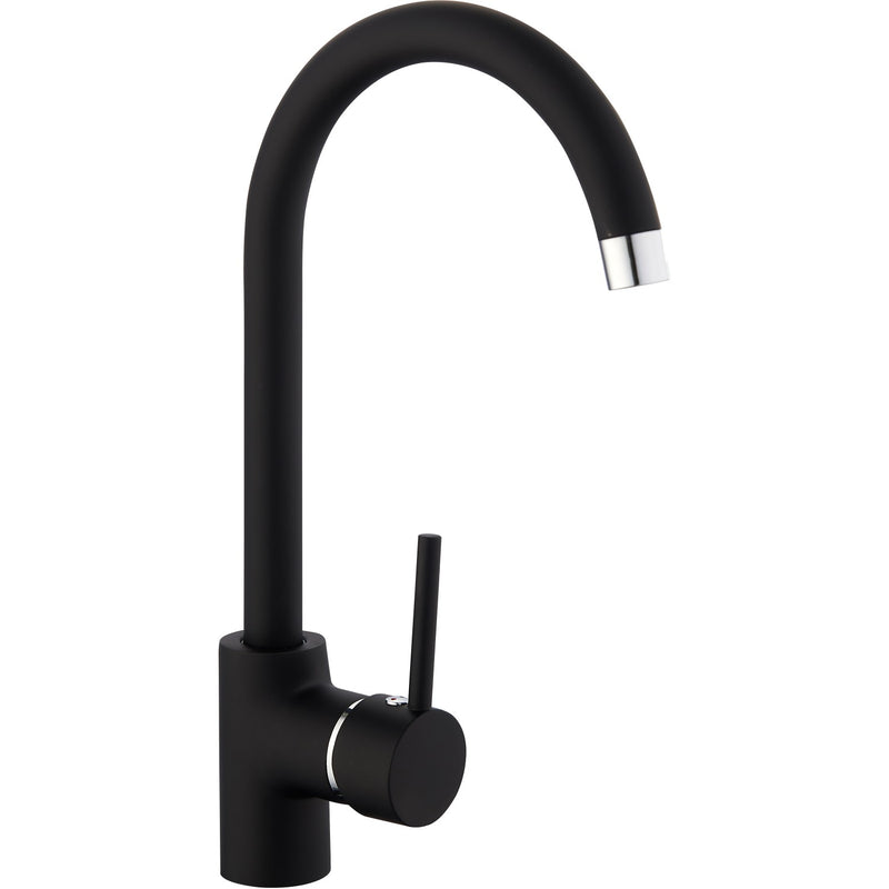 Kitchen Mixer Tap with Stainless Steel Spout Single Lever Black - 70000065