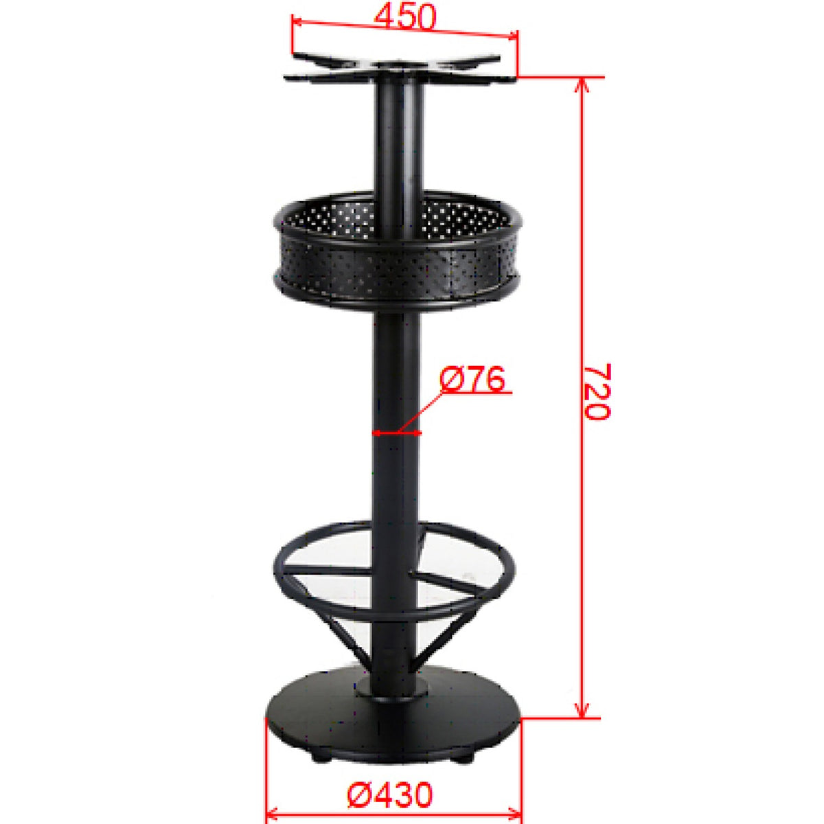 Black Cast Iron Table Base Round Ø430x720mm - A026A