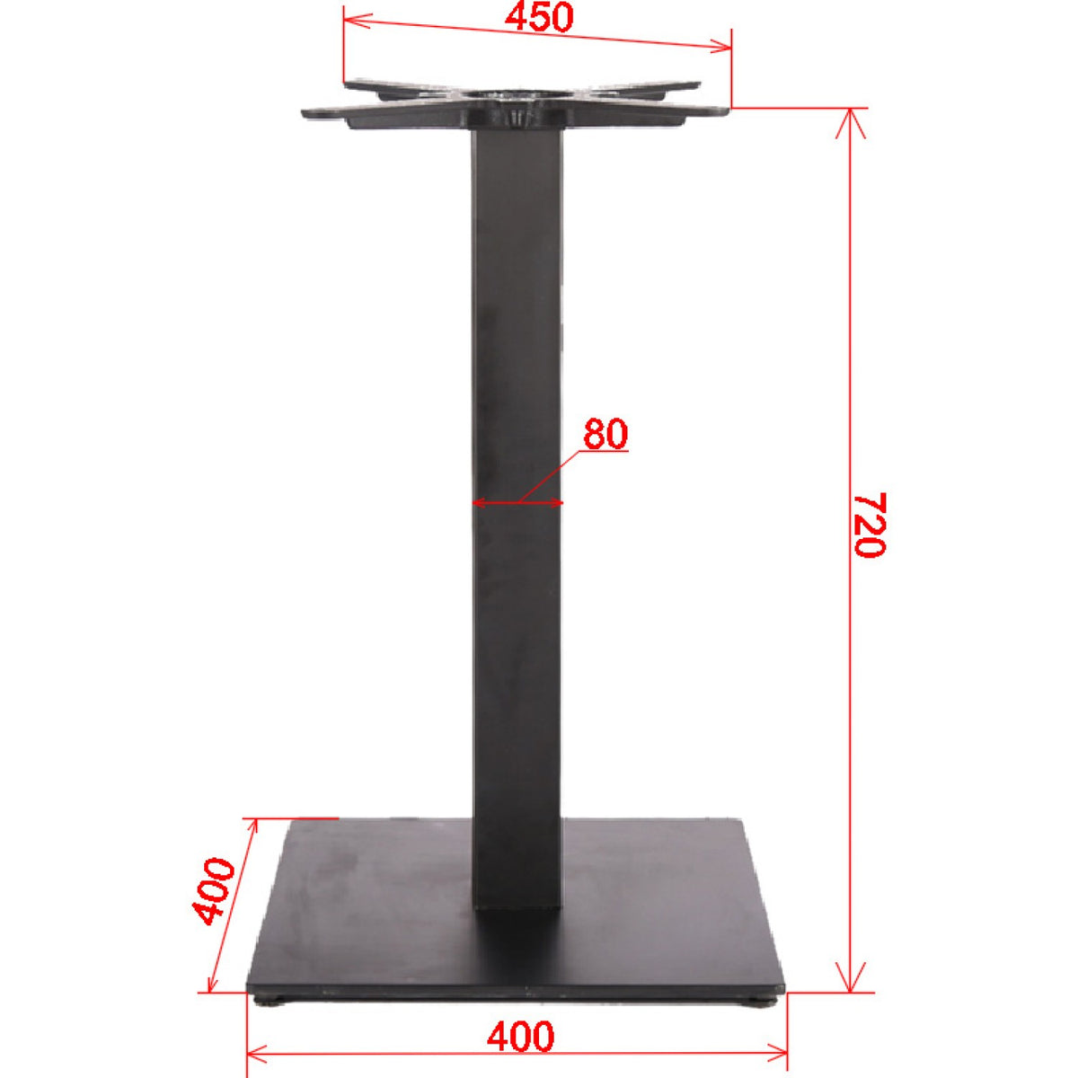 Black Cast Iron Table base Square 400mm Standard height - A037A