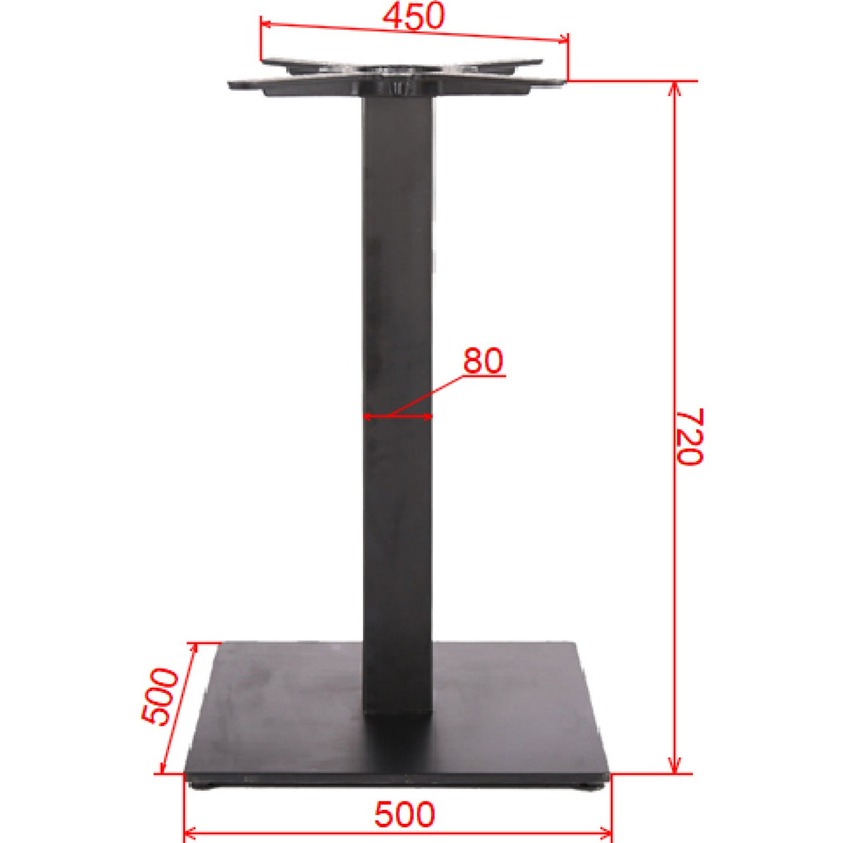 Black Cast Iron Table Base Square 500x500x720mm - A037C