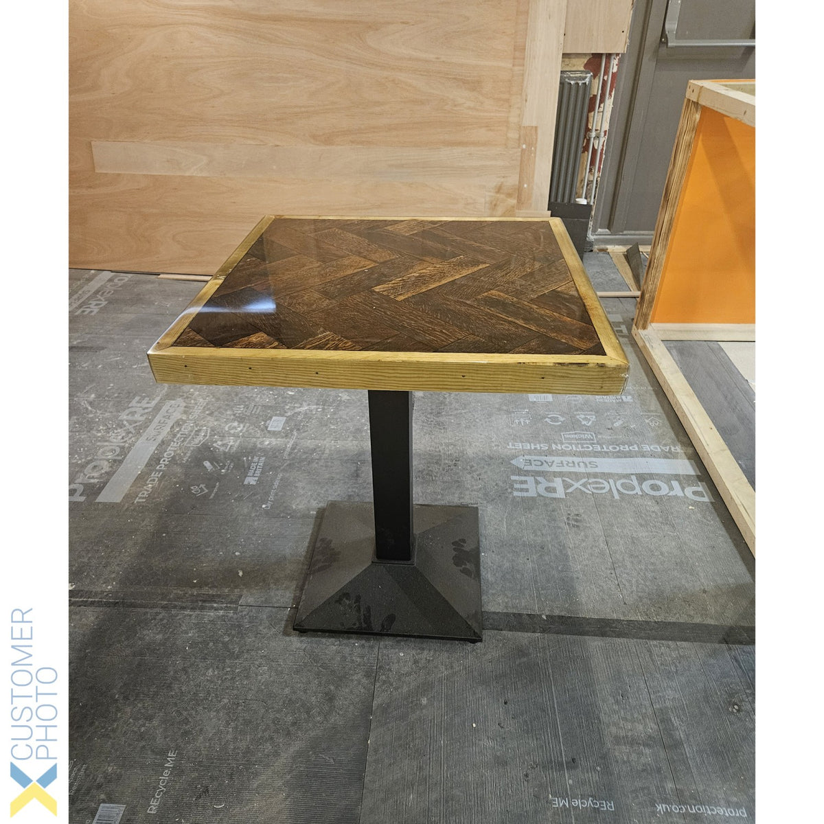 Black Cast Iron Table base Square 410mm Standard height - A038A