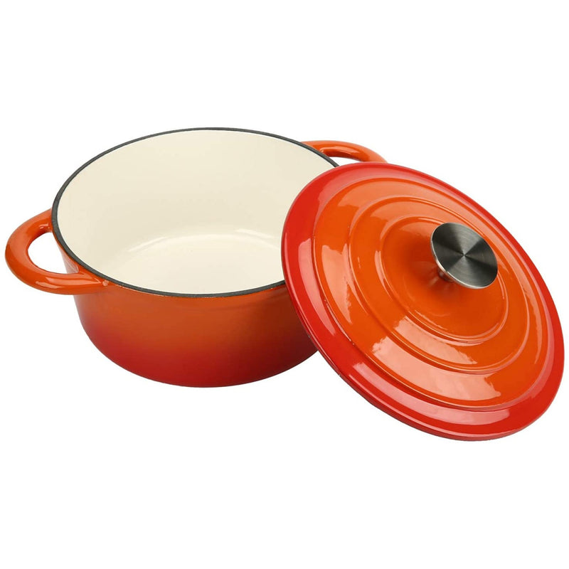 Enameled Cast iron Casserole Dish Round Orange ø24cm 4 litres - A24DQO