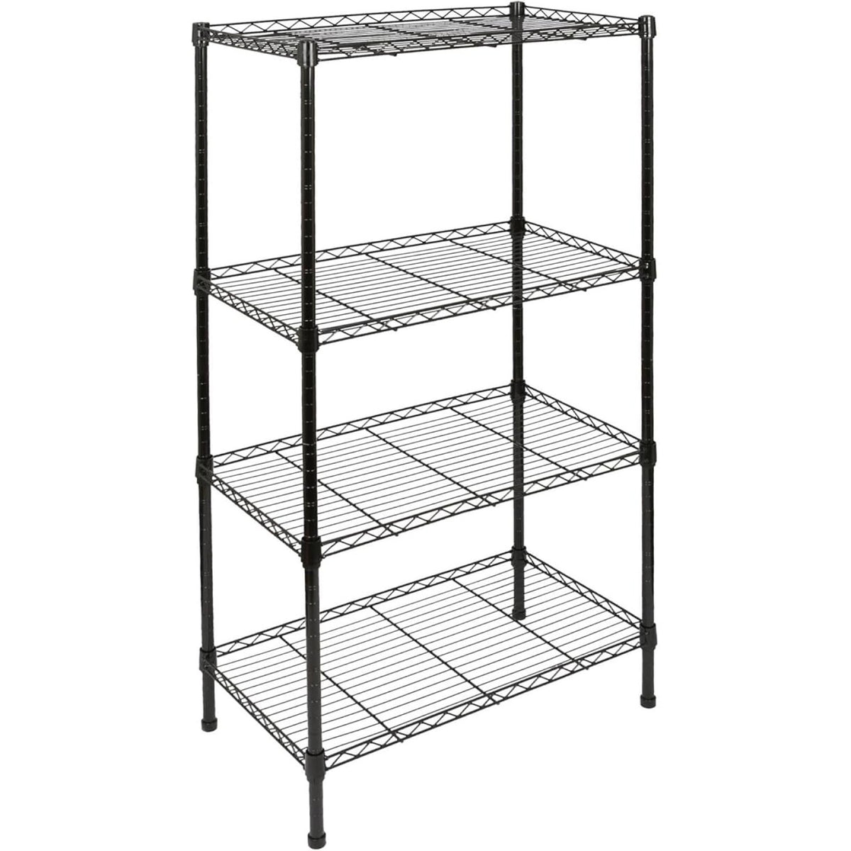 Light Duty Shelving Unit Mini 4 Tier Rack 360kg Width 600mm Depth 350mm Height 1200mm Black Wire - AZON206