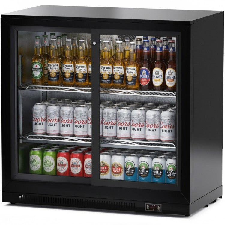 Professional 220L 2 Sliding Glass Door Back Bar Cooler – Black | BC02PS