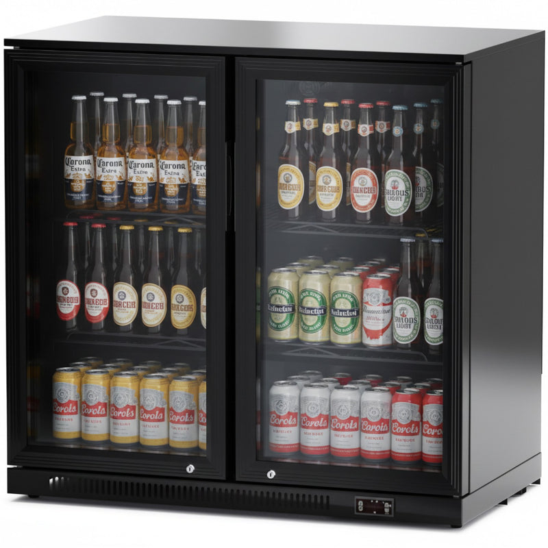 Back bar cooler 2 hinged doors 220 litres Black - BLBC02PP