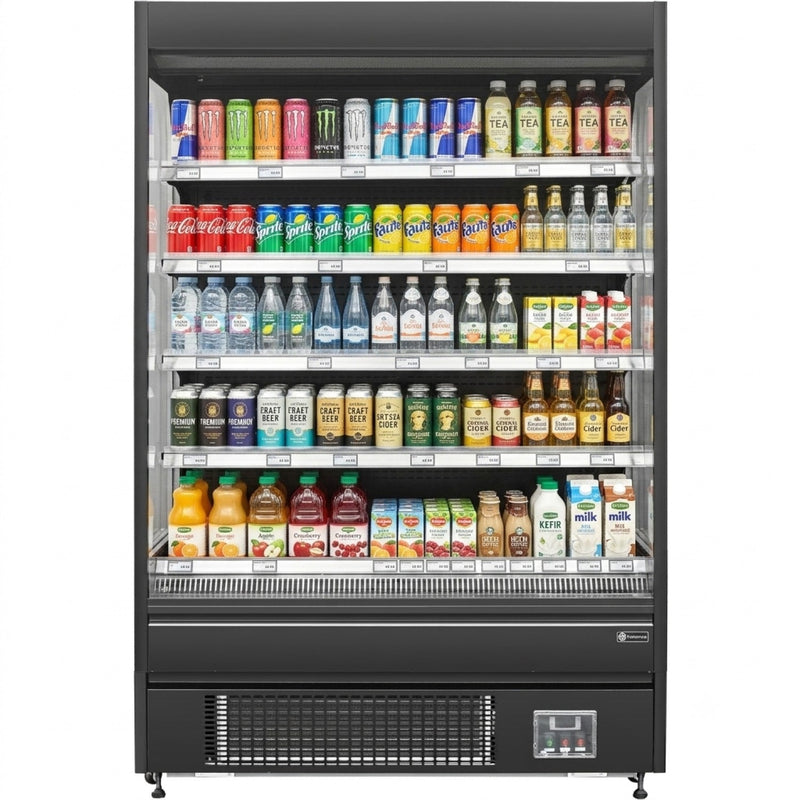 Wall Cabinet Multi Deck Refrigerator Night Curtain Black 1940x700x1980mm - BLUEL152