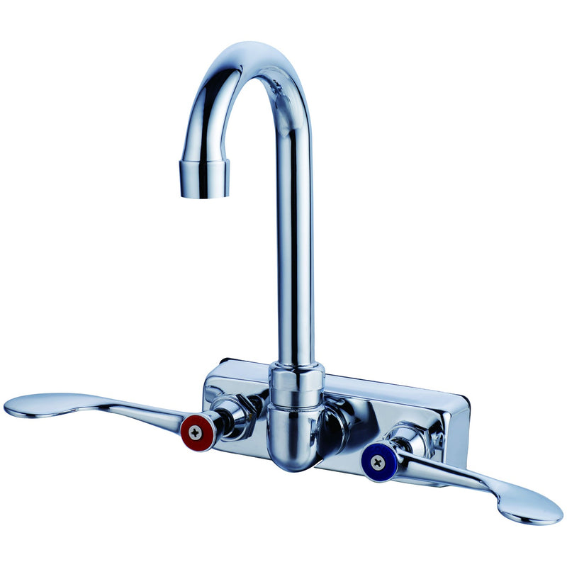4" Wall Mounted Commercial Faucet with 8" Swing Spout & Wrist Action Handles - BXF236