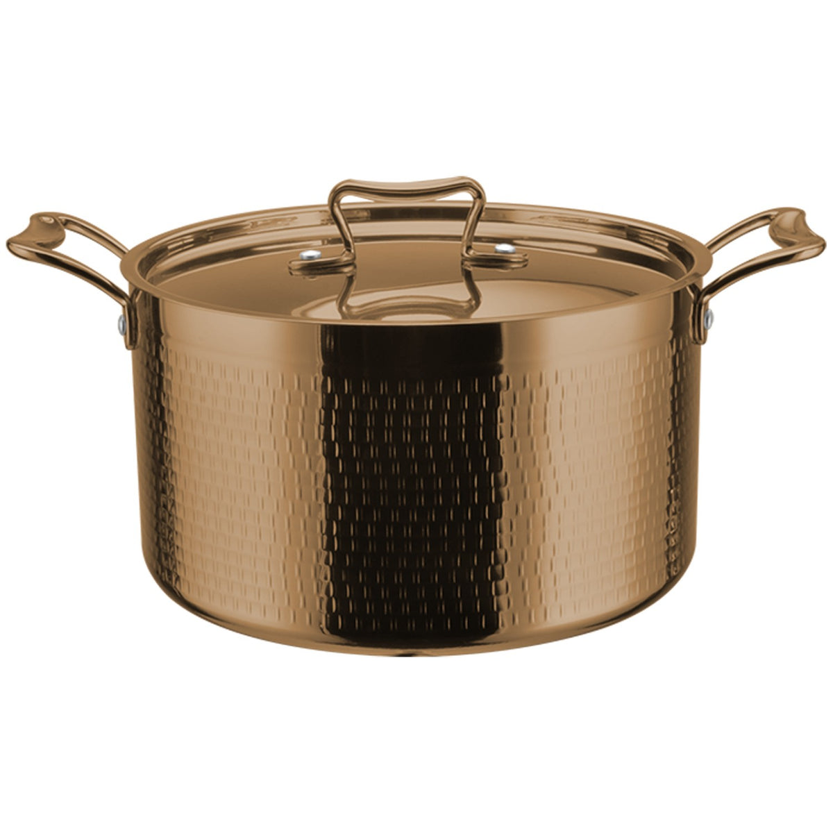 Hammered Triple-Layer Stainless Steel Casserole ø280×160mm 9.8L Copper Finish - C0310011C