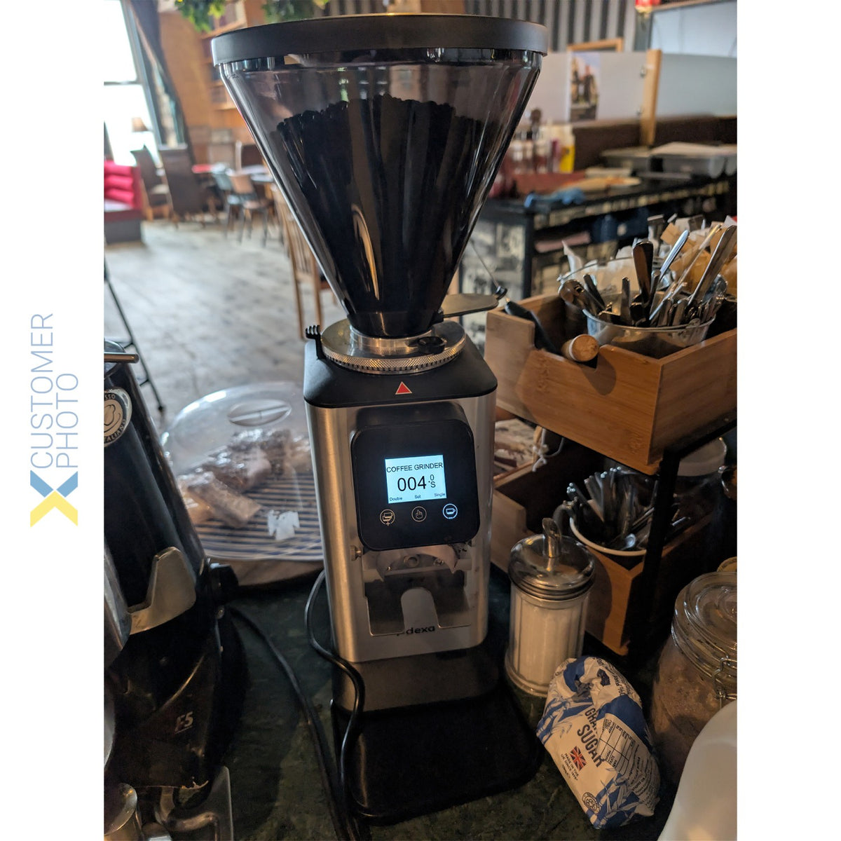 Commercial On-Demand Coffee Grinder with Digital Display, 1kg Hopper and 64mm Burrs Silver Finish - CCG104