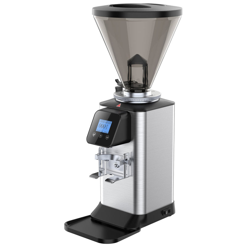 Commercial On-Demand Coffee Grinder with Digital Display, 1kg Hopper and 64mm Burrs Silver Finish - CCG104