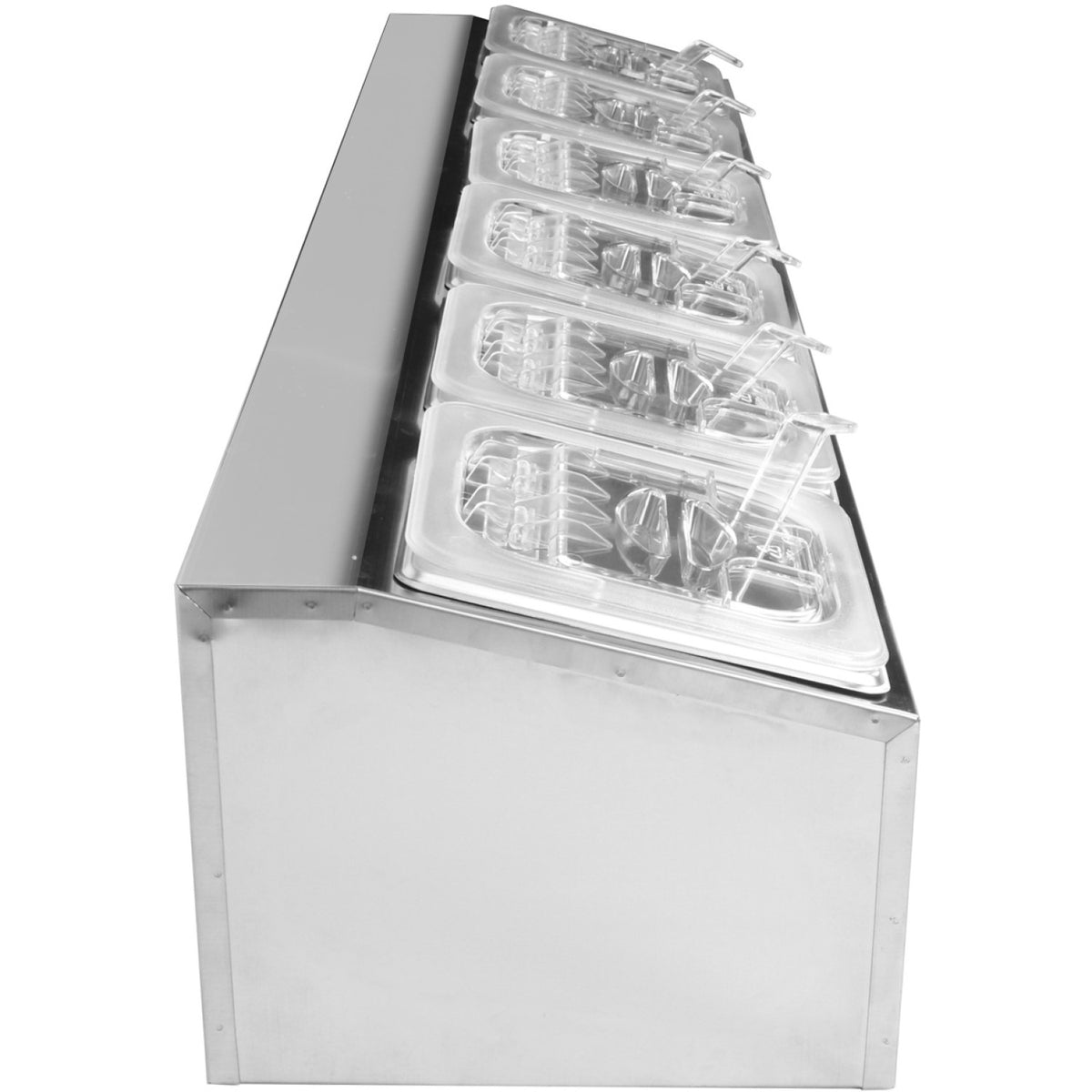 Commercial Condiment Holder including 6xGN1/6-100mm pans & fliptop lids - CHD06APCFL