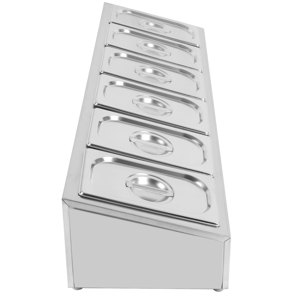 Commercial Condiment Holder including 6xGN1/4-150mm containers with lid Stainless steel - CHE06AD