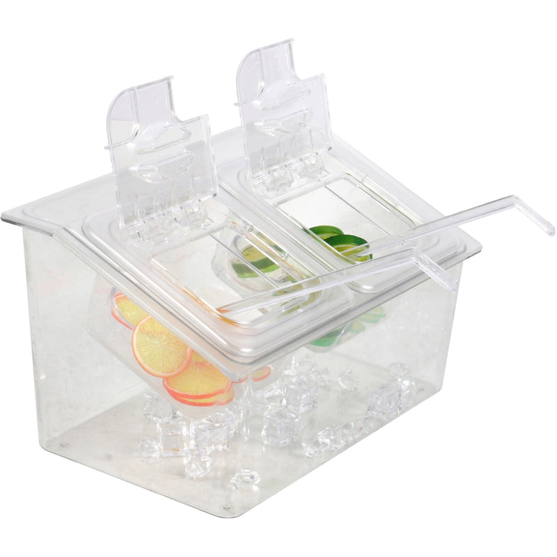 Chilled Condiment Holder including 2xGN1/6-100mm containers with lid Plastic - CHP04B2