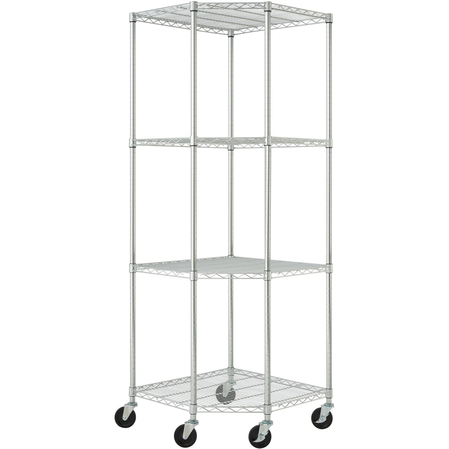 Commercial 4 Tier Pentagon Shelving Unit Chrome Wire with Wheels 1000kg 680x680x1880mm - CJA1363