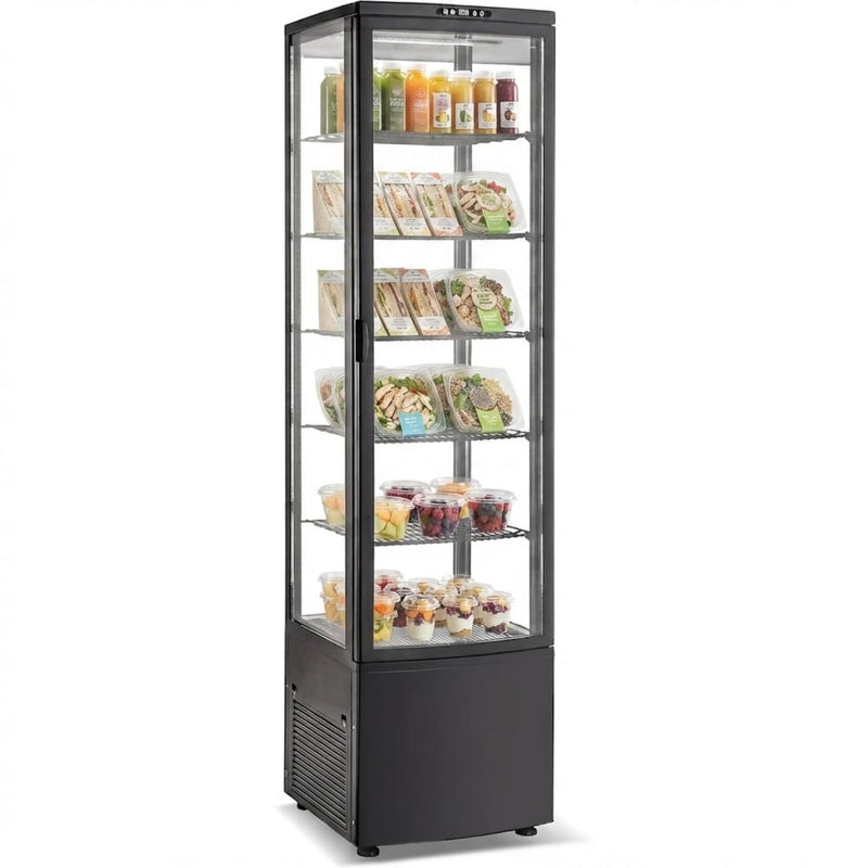 Upright Display Fridge 288 litres 5 shelves Black 1 flat door - CL288B