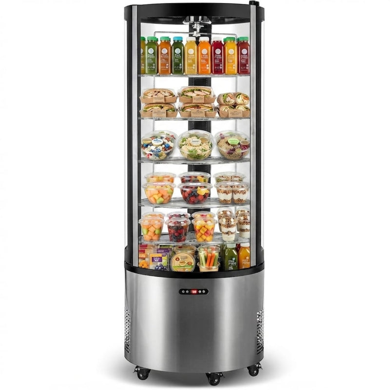 Refrigerated Rotating Round Display Case 360L Stainless Steel & Black - CL400R1