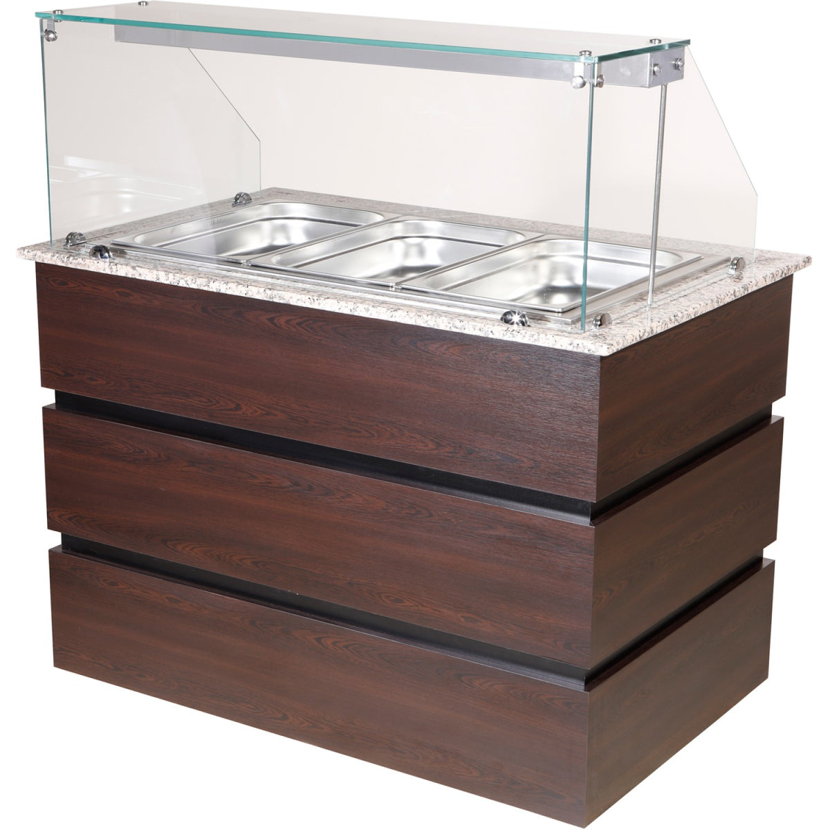 Professional Bain Marie Showcase 3xGN1/1 with Wooden Panels - CMB711