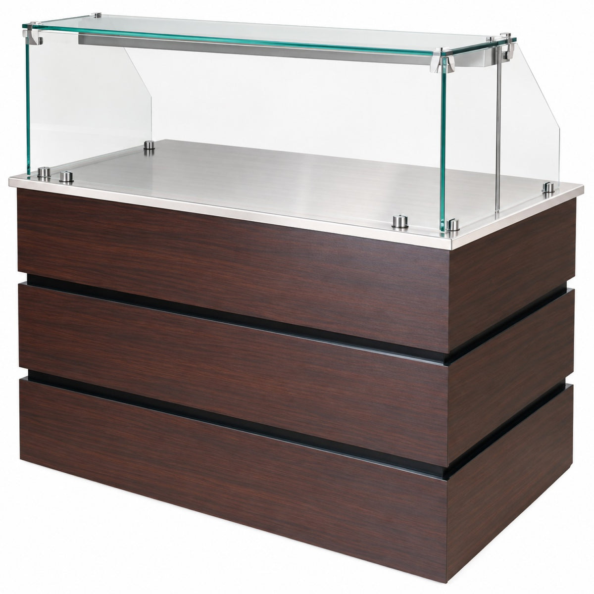 Commercial Neutral Buffet Service Counter with Glass Sneeze Guard 1250mm - CMN711
