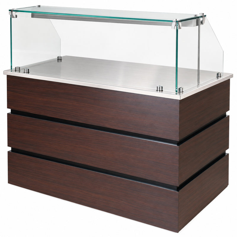 Commercial Neutral Buffet Service Counter with Glass Sneeze Guard 1250mm - CMN711