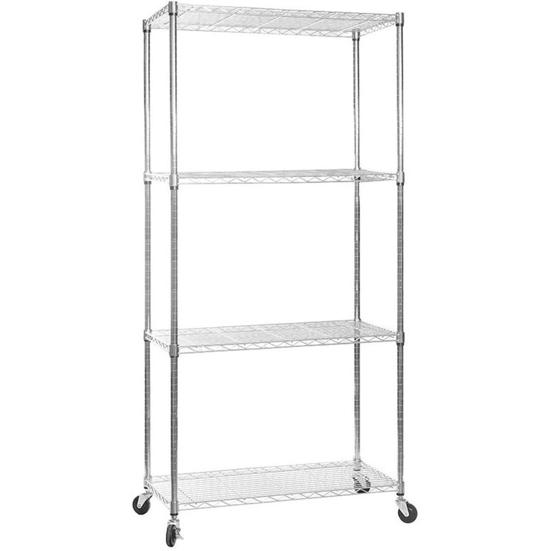 Commercial Mobile Shelving unit 4 tier 1000kg Width 900mm Depth 450mm Chrome wire - CR9045180A4C