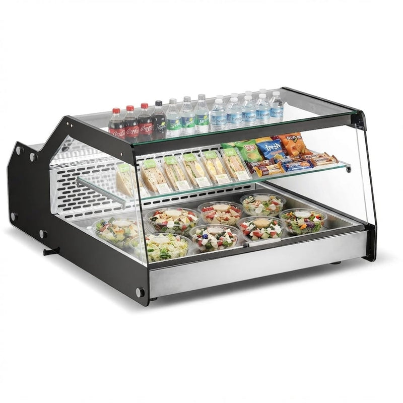 Display Merchandiser Fridge 100 litres 1 shelf + 2xGN1/1 bottom shelf Stainless Steel & Black - CW128