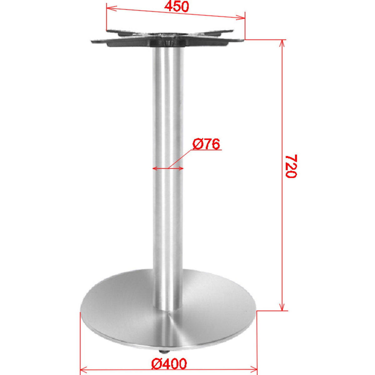 Brushed Steel Table base Round Ø400mm Standard height - D001A