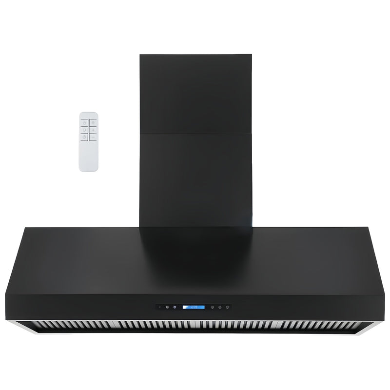 Commercial Wall Mounted Black Extraction Hood with Touch Control, Remote and LED Lighting 1524 x 686mm - D60GF327