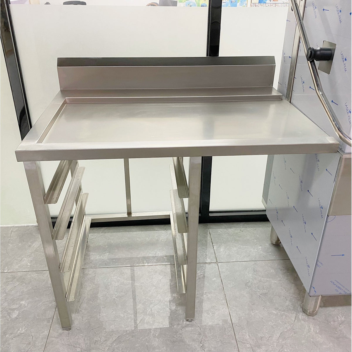 Commercial Stainless Steel Worktable for Rack Conveyor Dishwasher Left Side 1000 x 760 x 880mm - DAVS136