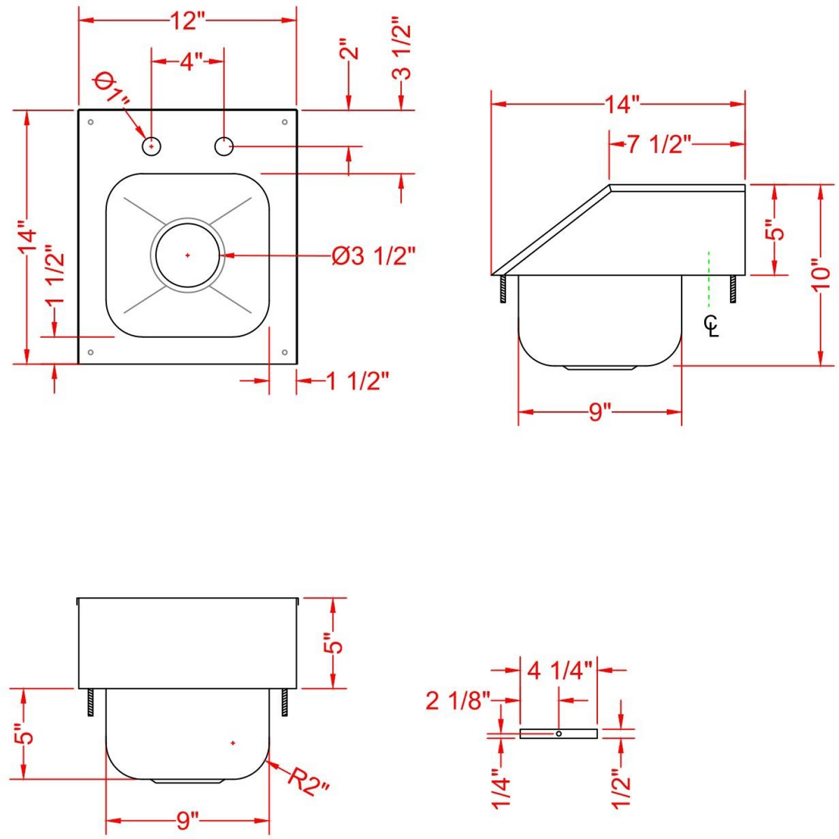 Drop-in Sink 1 bowl with Splashback Stainless steel - DIS1DB090905SP