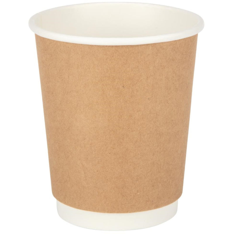 500pcs Compostable Coffee Cups Double wall 8oz/237ml Kraft - DW8K