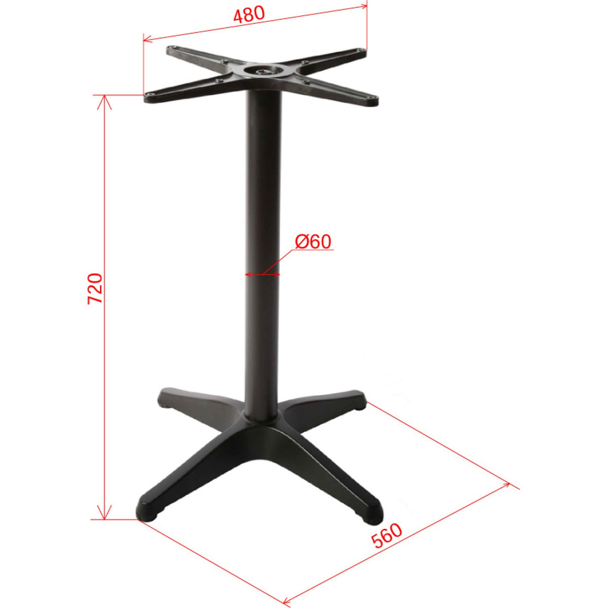 Black Aluminium Table base 560mm Standard height - F006