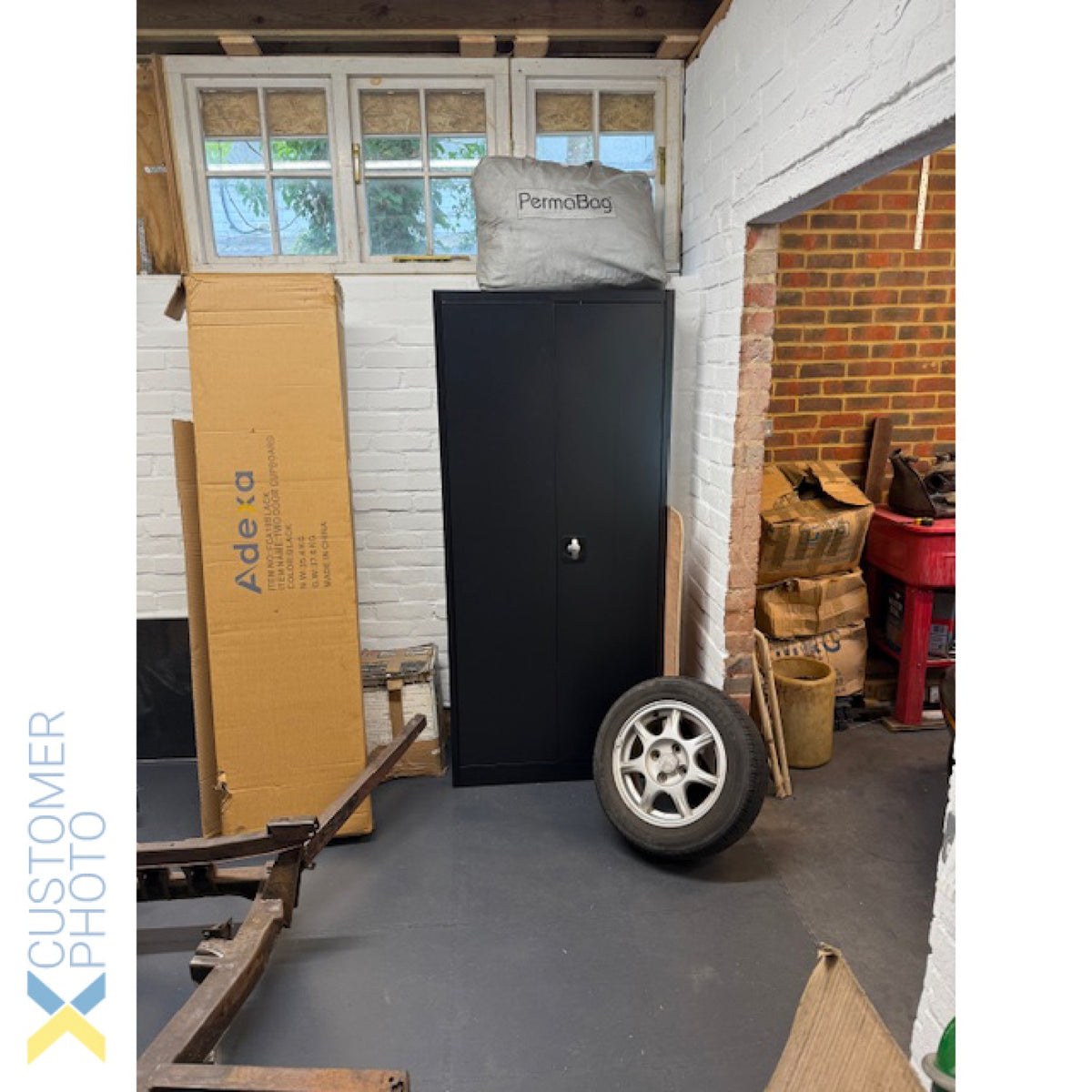 Commercial Steel Black Storage Cupboard with 4 Shelves and Lock 800x400x1800mm - FCA18BLACK