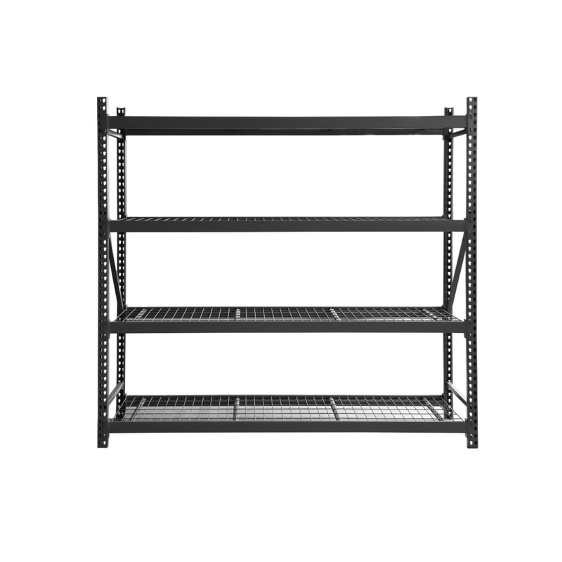Professional Heavy Duty Shelving Unit Powder Coated Steel 1960x610x1830mm 4 shelves Black - FUJI404