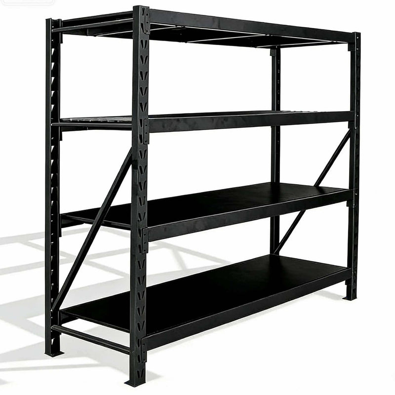 Long Span Warehouse Racking 1500x600x2000mm 4 Shelves Black - FUJI409BLACK