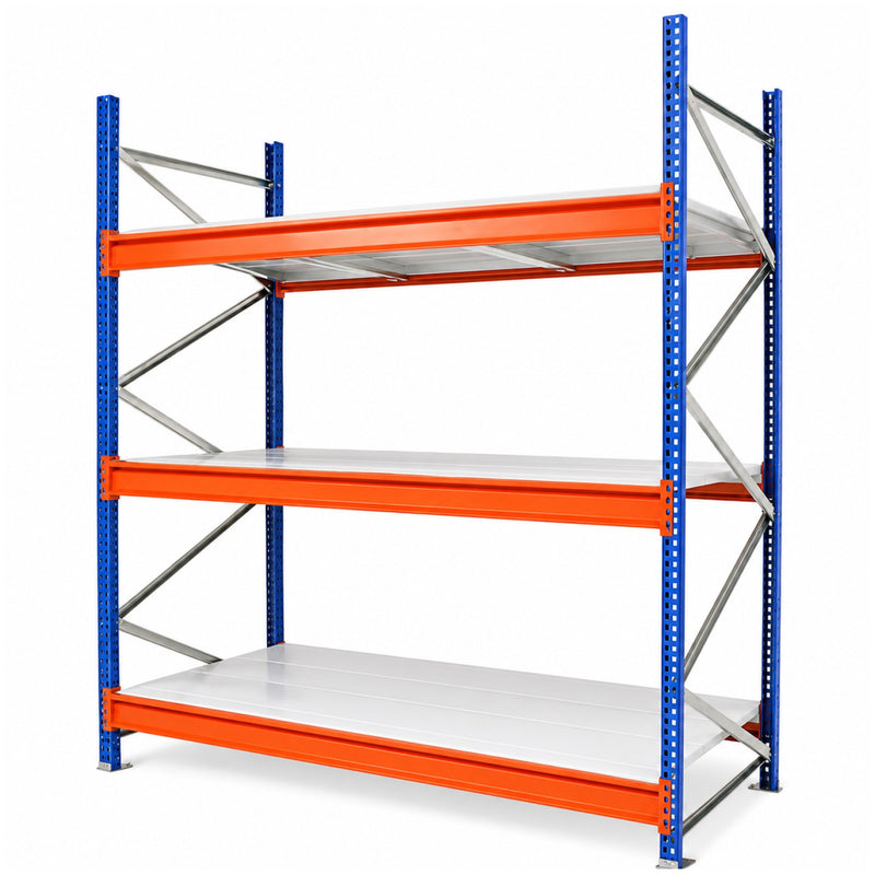 Heavy-Duty Commercial Longspan Shelving Unit 2000 x 600 x 2000mm 3 Tier 600kg Capacity - FUJI804