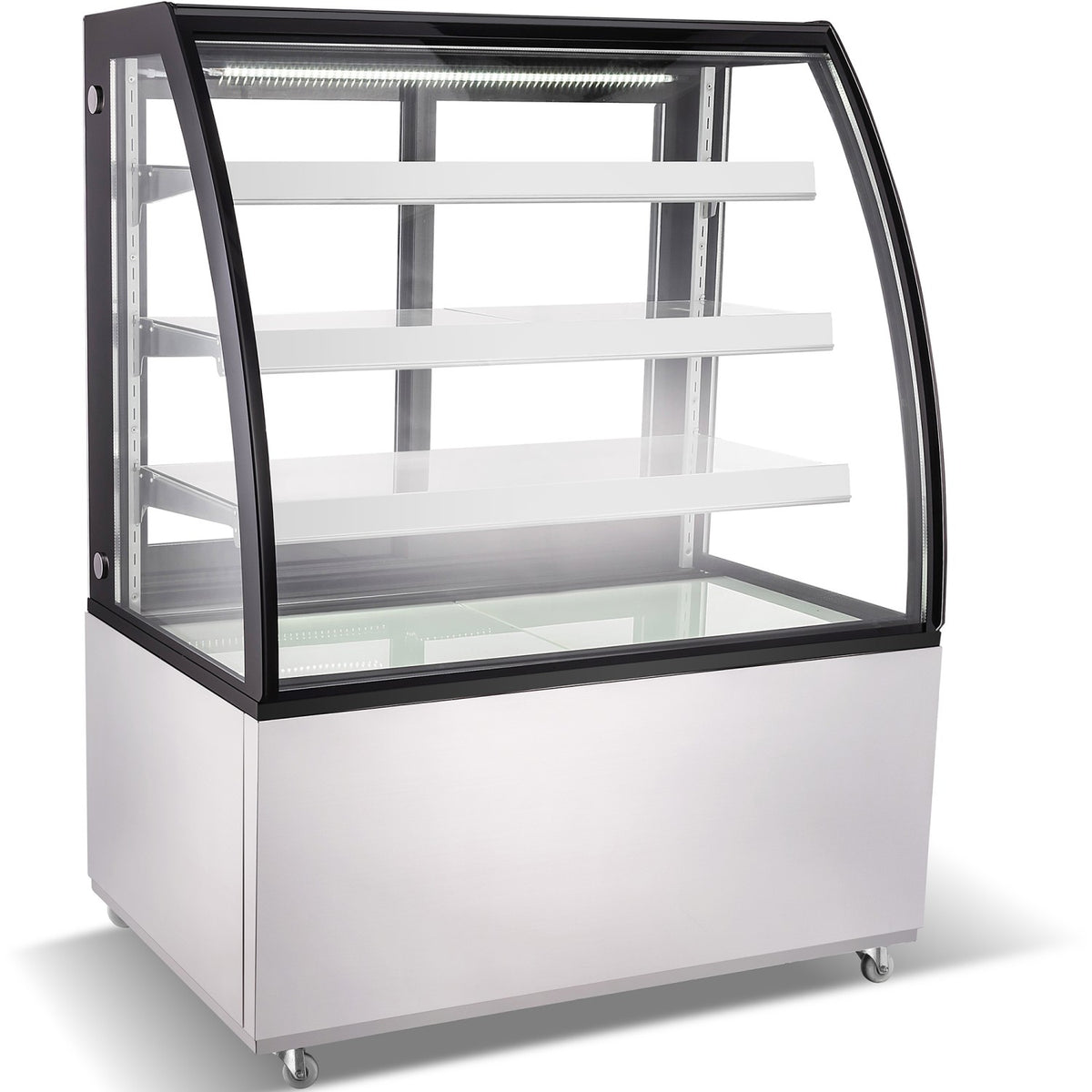 Cake counter Curved front 1200x730x1300mm 3 shelves Stainless steel base LED - GN1200CF3