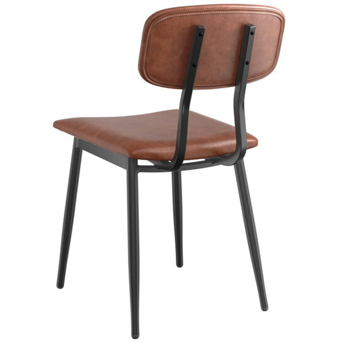 Black Steel Chair with Brown Vinyl Cushion Seat & Brown Vinyl Back - GS60606BROWNCUSHSEATBROWNBACK