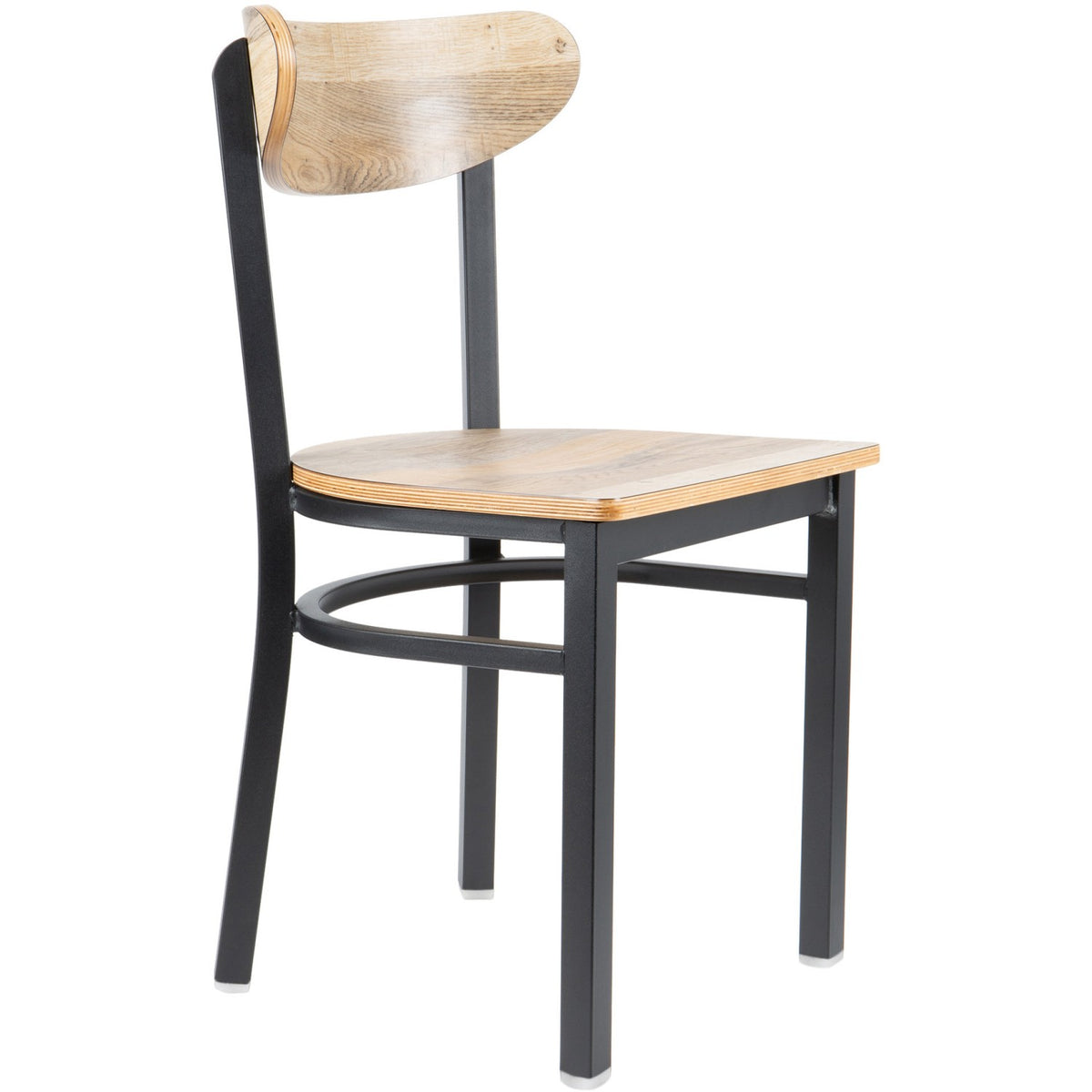 Black Steel Chair with Driftwood Seat & Driftwood Back - GS65VDWSDWB