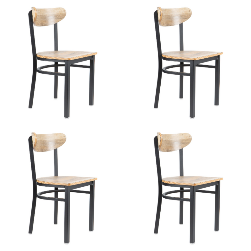 Black Steel Chair with Driftwood Seat & Driftwood Back - GS65VDWSDWB