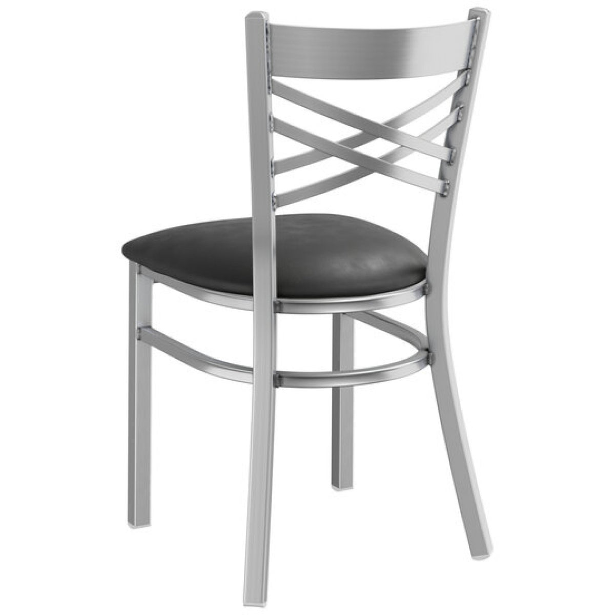Steel Cross Back Chair with Black Vinyl Cushion Seat - GS6F0BSSTEELCUSHSEAT