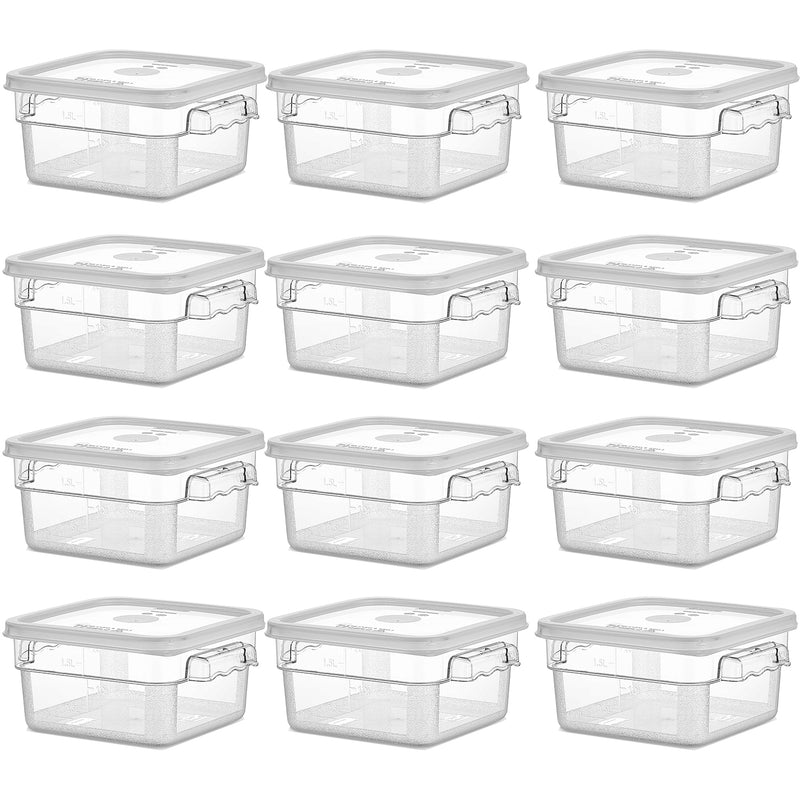 Pack of 12 Food storage Container with lid 1.9 litre 201x189x97mm Polypropylene | GSPP2+GSPPL2 - GSPP2-GSPPL2