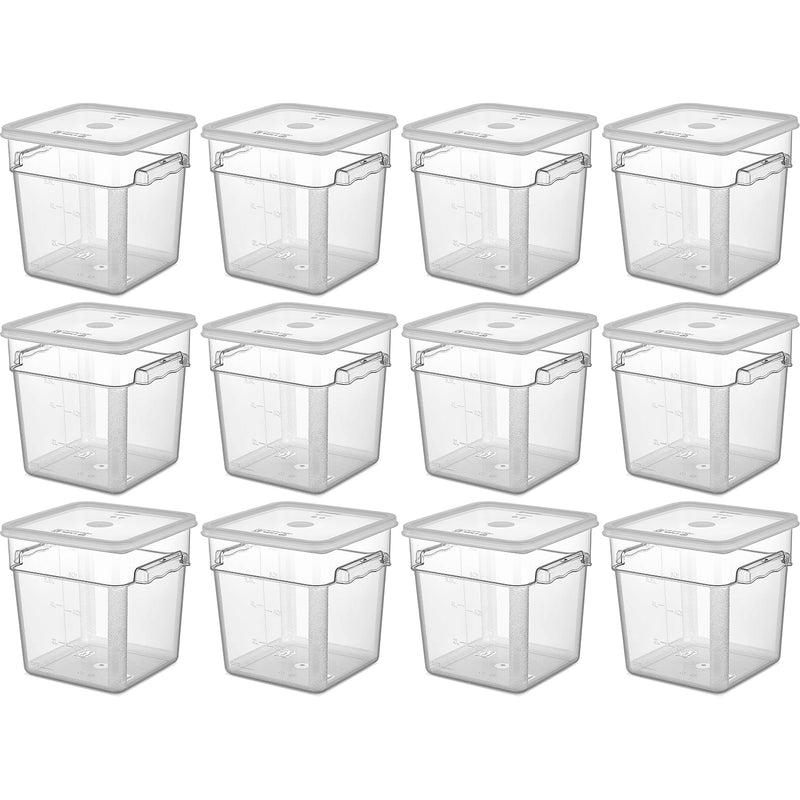 Pack of 12 Food storage Container with lid 7.6 litre 242x232x232mm Polypropylene | GSPP8+GSPPL6 - GSPP8-GSPPL6