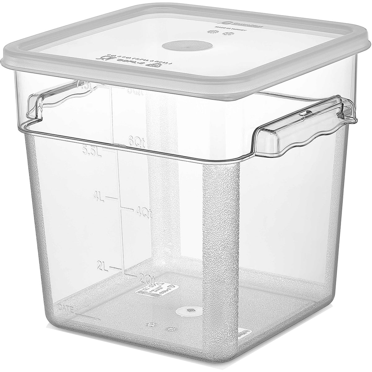 Pack of 12 Food storage Container with lid 7.6 litre 242x232x232mm Polypropylene | GSPP8+GSPPL6 - GSPP8-GSPPL6
