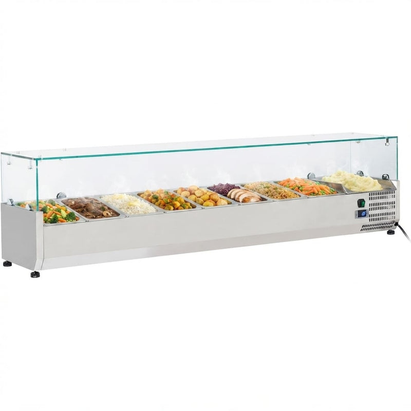 Refrigerated Servery Prep Top 1800mm 8xGN1/3 Depth 380mm Glass top - GT518