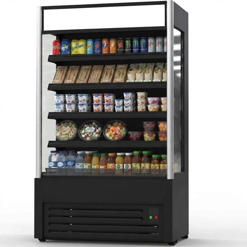 Wall Cabinet Multi Deck Refrigerator 420 litres Curved Front Black 1200x720x2020mm - GTO31200