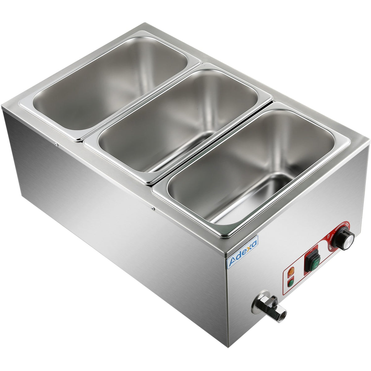 Commercial Bain Marie with Drain Tap 3xGN1/3 Including 3 containers - HB3V